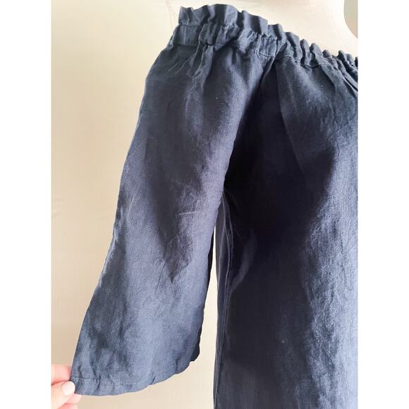 Allen Allen 100% Linen Navy Shift Off Shoulder Dress. Size small.Great condition - Picture 6 of 6